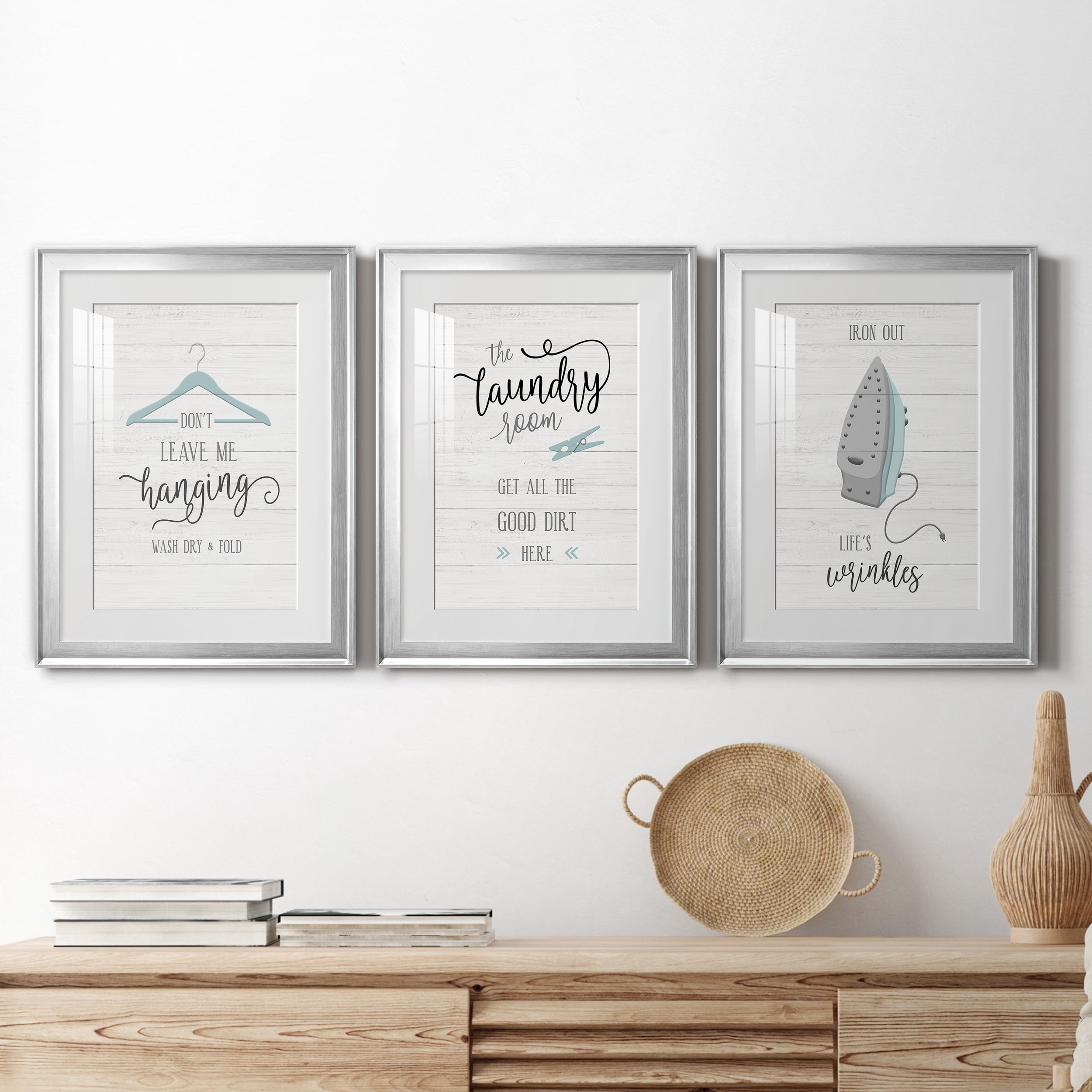 Don't Leave Premium Framed Prints Set of 3 - Ready to Hang - 18 x 24 Each - Silver Frame