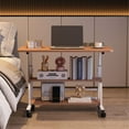 thumbnail image 3 of Standing Computer Desk With Wheels,Adjustable Height Laptop Standing Table With Open Storage Shelves, Rolling Desk For Home, Office, School, Medical, 3 of 9