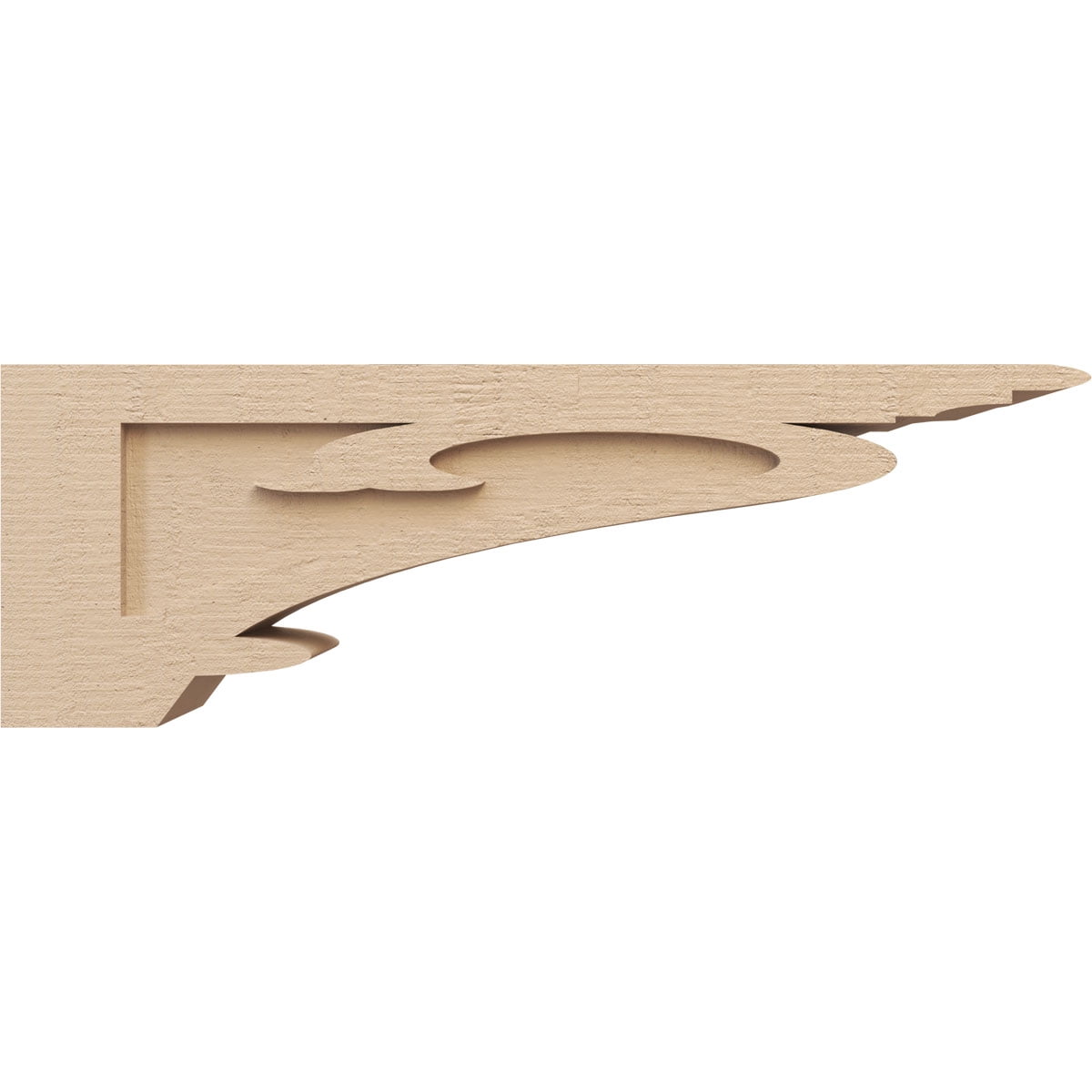 5"W x 30"D x 10"H Thin Mayflower Rough Cedar Woodgrain TimberThane Corbel, Primed Tan