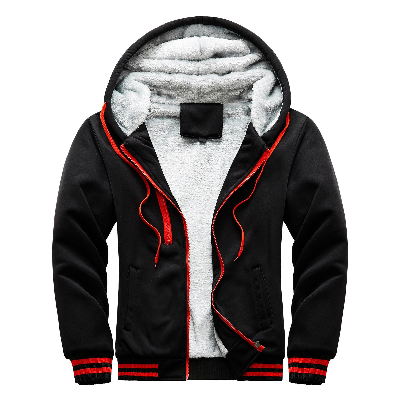 RXIRUCGD Zip Up Hoodie Mens Hoodie Winter Warm Villus Zipper Sweater Jacket Outwear Coat Hoodies For Men