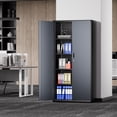 thumbnail image 7 of DNA Motoring 72" Gray/Black Lockable Metal Storage Wardrobe Cabinet w/Hanging Rod & 4 Shelves, 7 of 7