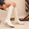 thumbnail image 4 of hopeusnice Square Heel Square Toe Knee High Boot Stretch Fabric On Commute Style Boot Beige 36, 4 of 9