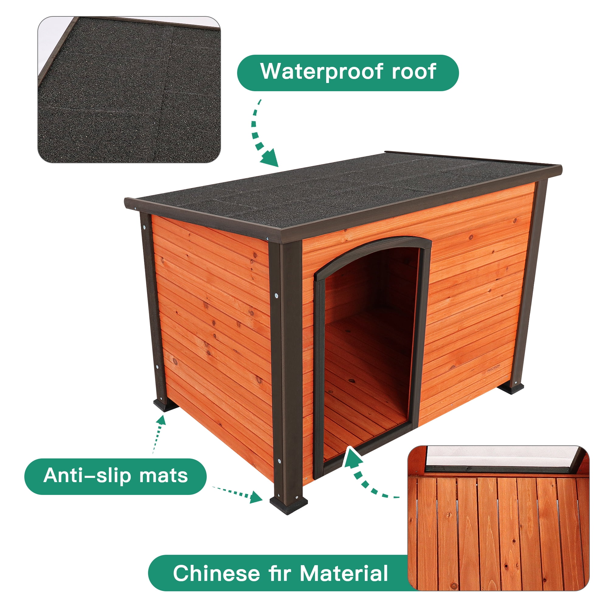 Pefilos 41" Width Wood Dog House for Medium Dogs with Elevated Floor, Outdoor Weatherproof Pet Cat House, Gray Pefilos 41" Width Wood Dog House for Medium Dogs with Elevated Floor, Outdoor Weatherproof Pet Cat House, Gray