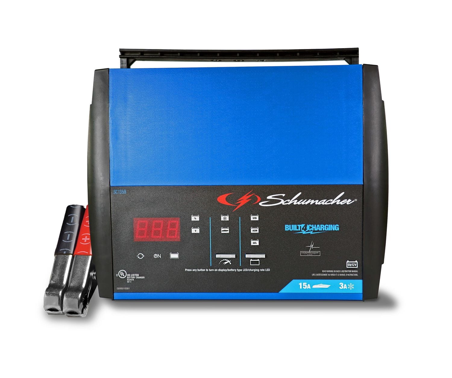 Schumacher Electric Chargeur et mainteneur de batterie de voiture rapide 4 en 1 entièrement automatique 6V/12 V 15 A, SC1359