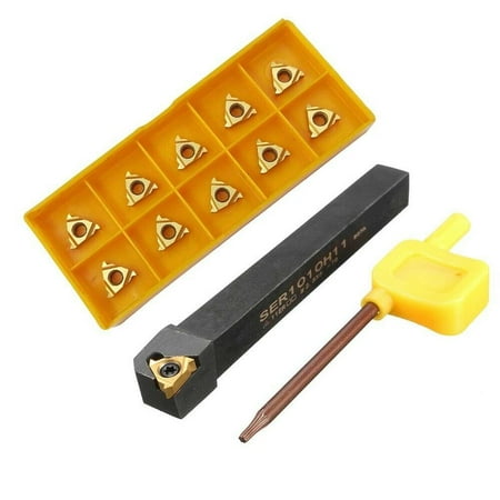 

10Pcs 11ER AG60 Threading Insert + SER1010H11 10mm Lathe CNC Cutting Tool Holder