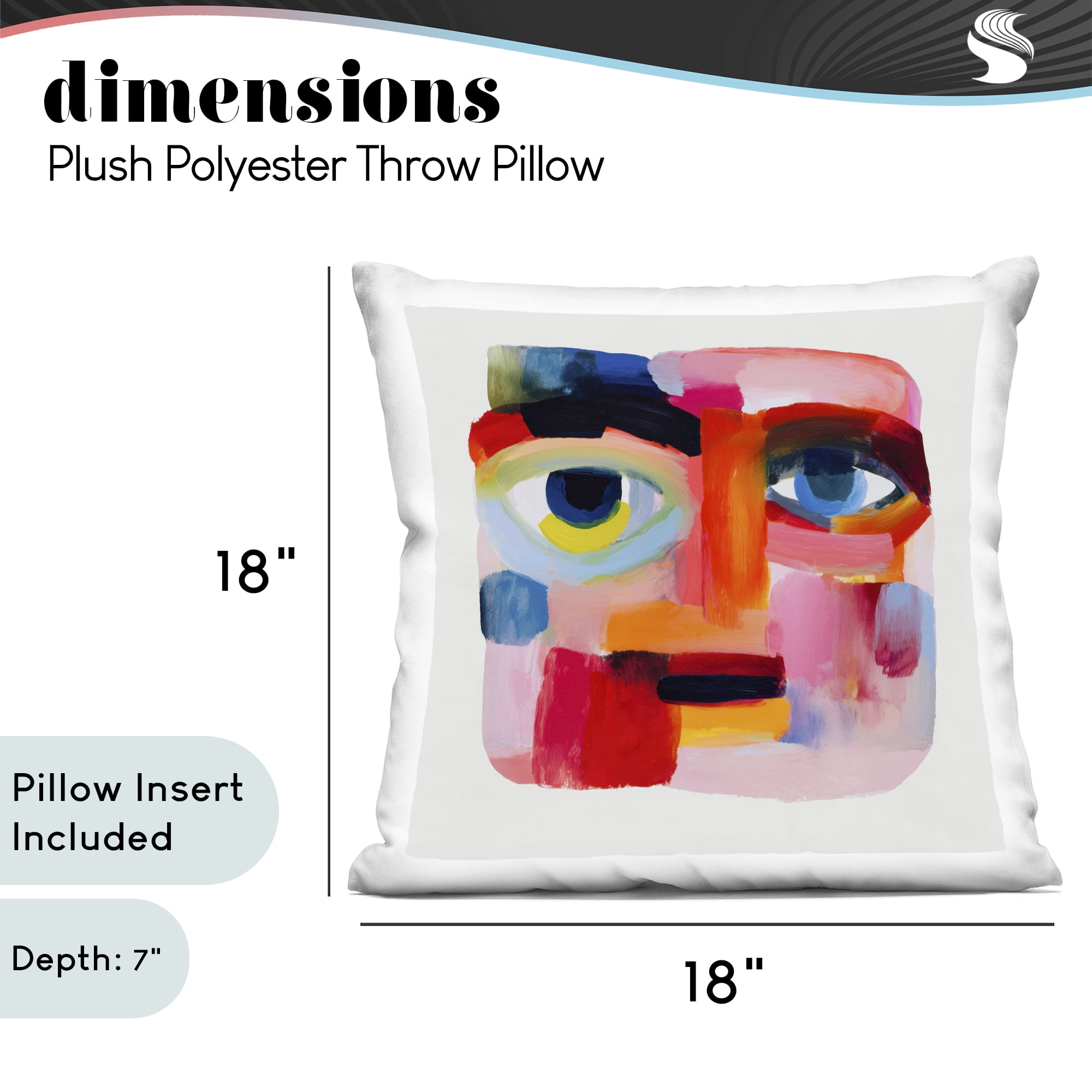 Stupell Industries Cubist Gaze in Vivids Decorative Printed Throw Pillow, design by Chromatic Storm Studio, 18 x 7 x 18