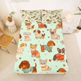 thumbnail image 4 of Manfei Cartoon Puppy Bed Sheets, Love Heart Dog Full Size Sheets, Green, 4-Piece, 1 Flat Sheet, 1 Fitted Sheet and 2 Pillowcases, 4 of 6