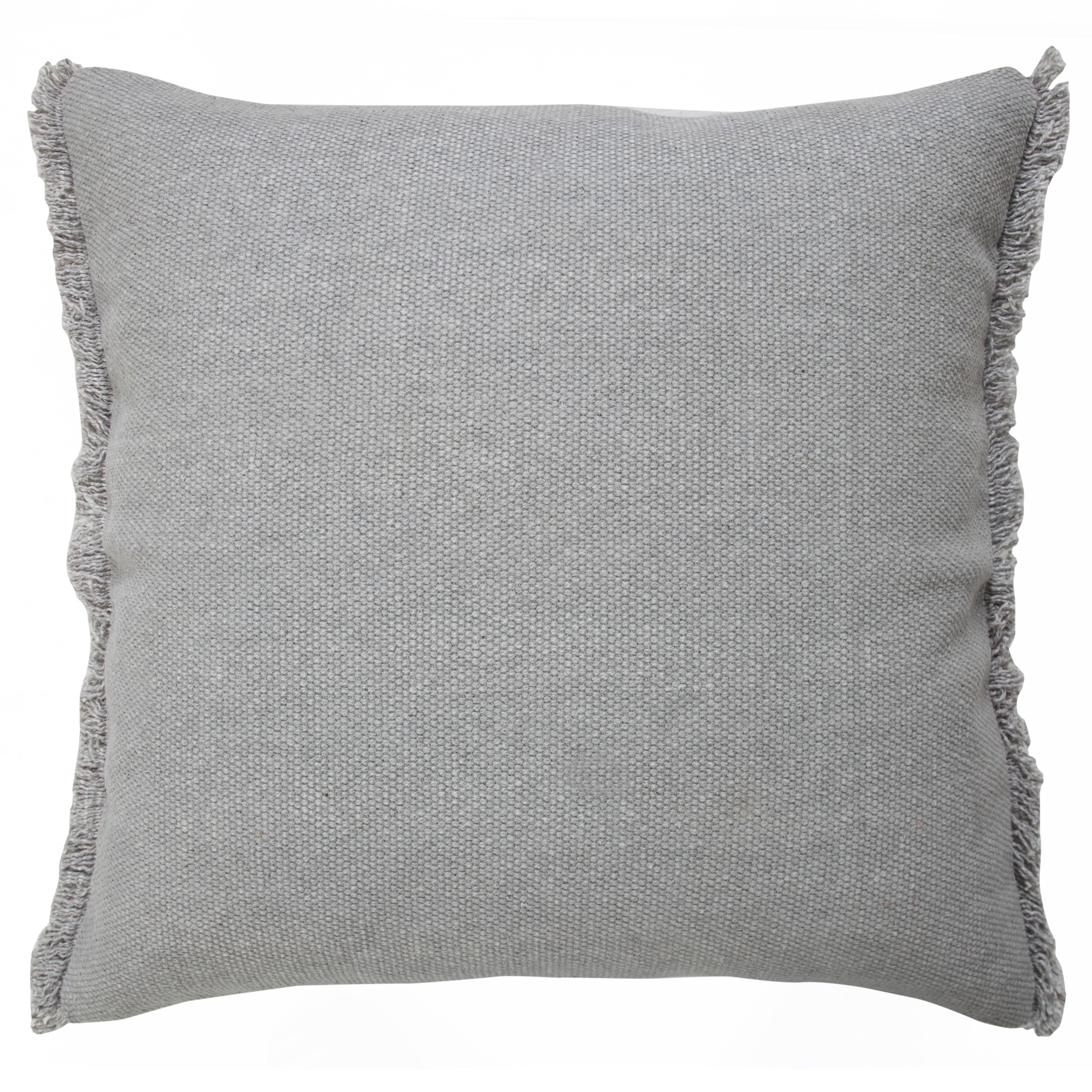 Ox Bay Nellie 20" x 20" Gray Fringed Cotton Adult Decorative Throw Pillow