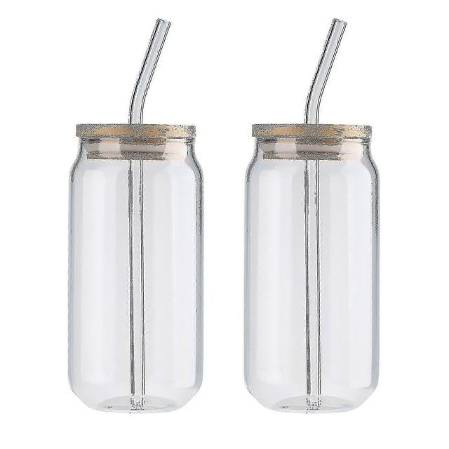 2pcs Drinking Glasses Can Cup Cold Drink Cup/glass Can Cup/milk Cup+ Glass Straw