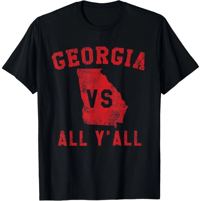 Playera Georgia vs Todos Ustedes para Y'All de Georgia Mujer Divertida Viaje Cuello Redondo Manga Corta Estampado Negro