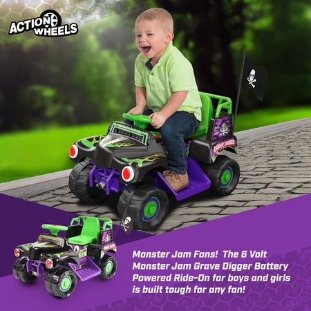 6V GRAVE DIGGER RIDE ON CAR MONSTER TRUCK MONSTER JAM GRAPHICS FOR BOYS & GIRLS 18-36 MONTHS