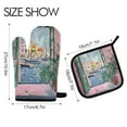 thumbnail image 2 of Yayeee Oven Mitts and Pot Holder Set of 2 Heat Resistant Kitchen Gloves Baking Hot Pad, Green Window Sea, 2 of 5