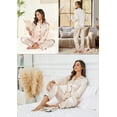 thumbnail image 3 of Womens Silk Pajama Sets Long Sleeve Satin Pajamas Set for Women Classic Button Down Silk Pajamas Women Satin Sleepwear Set Womens Soft Loungewear Set with Long Pants, S-XL (Champagne), 3 of 13