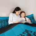 thumbnail image 5 of Manfei Retro Damask Print Bedding Comforter Set,Vintage Baroque Flower Twin Comforter Sets,Cyan Black Bedding Set For Men Women,Ultra Soft Home Decor Reversible,2pcs, 5 of 8