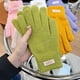 thumbnail image 2 of Guantes de lana tejidos para mujer, de invierno, resistentes al frío, con forro polar grueso, color caramelo, para ciclismo, pantalla táctil, dedos expuestos, cinco dedos, 2 of 5