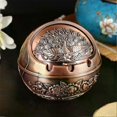 thumbnail image 2 of Vintage Windproof Metal Ashtray with Flip Lid Portable Smokeless Anti-Fall Design for Car Office Indoor Outdoor Use, 2 of 5