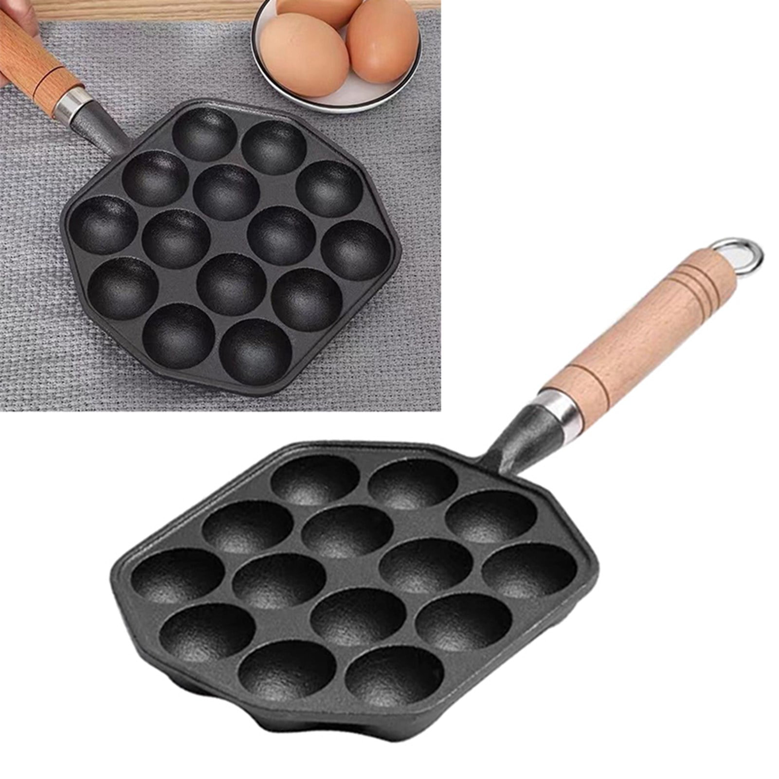 16 Hole Cast Iron Takoyaki Pan Cast Iron Skillet Nonstick Takoyaki Pan  Cooking Mould Tray Kitchen Accessories For Baking Octopus Ball Egg Puffs