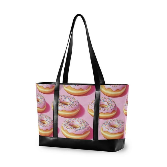 FORMRS Laptop Tote Bag for Women with 15.6" Computer Compartments Handbag, Light Pink Doughnuts