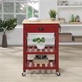 thumbnail image 3 of Pemberly Row Engineered Wood Kitchen Cart With Wood Top and Red Base, 3 of 10