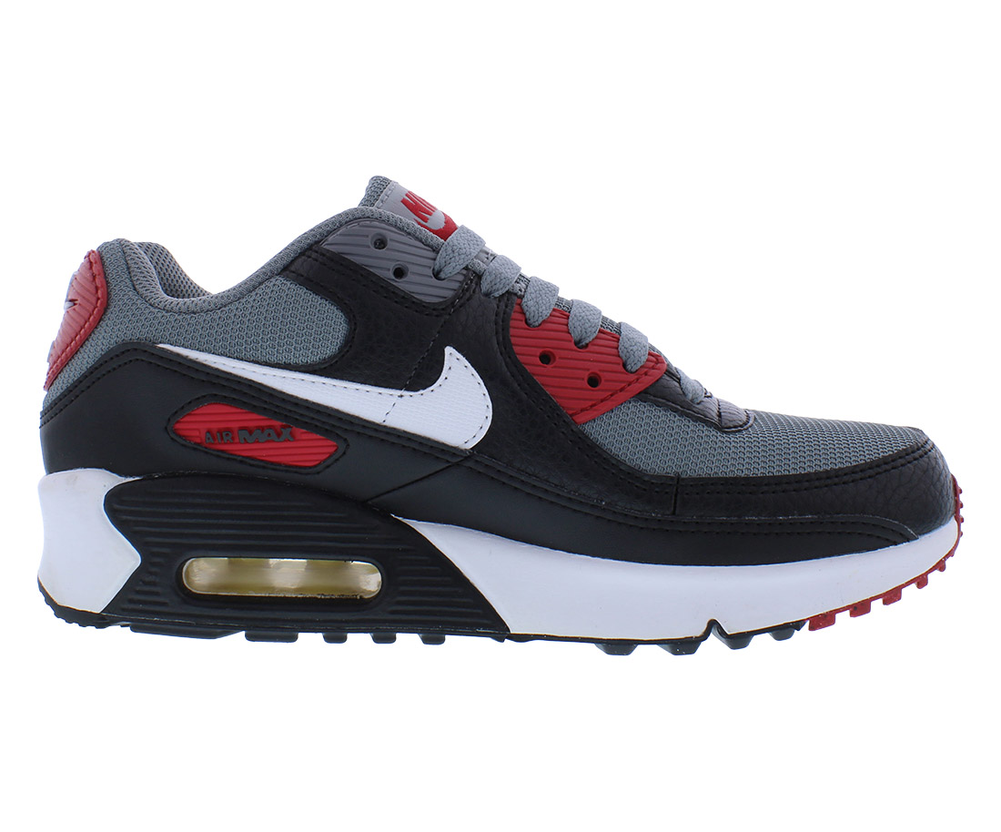 Nike Air Max 90 Next Nature GS Boys Shoes Size 7, Color: Black/White Cool Grey/Gym Red