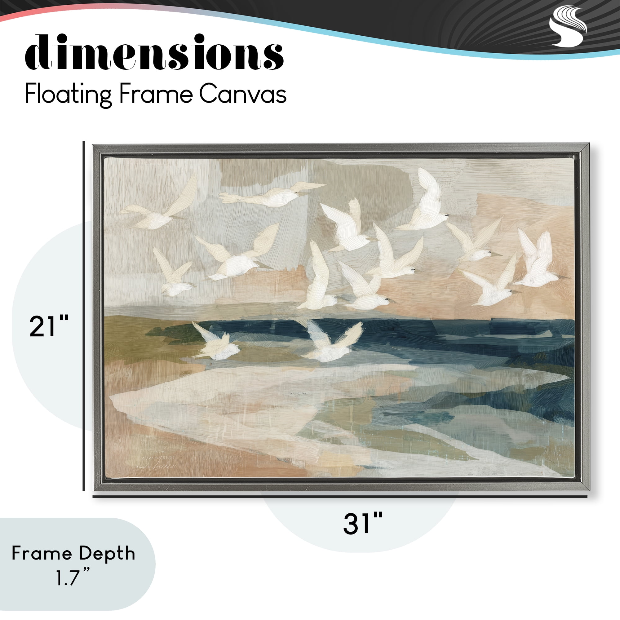 Stupell Industries Birds in Flight Over Water Gray Framed Floater Canvas Wall Art, design by Chromatic Storm Studio