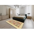 thumbnail image 4 of Ahgly Company Indoor Round Abstract Mustard Yellow Abstract Area Rugs, 6' Round, 4 of 6