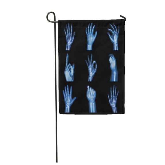 LADDKE Xray Collection X Ray of Hands Pointing Film Human Palm Garden Flag Decorative Flag House Banner 28x40 inch