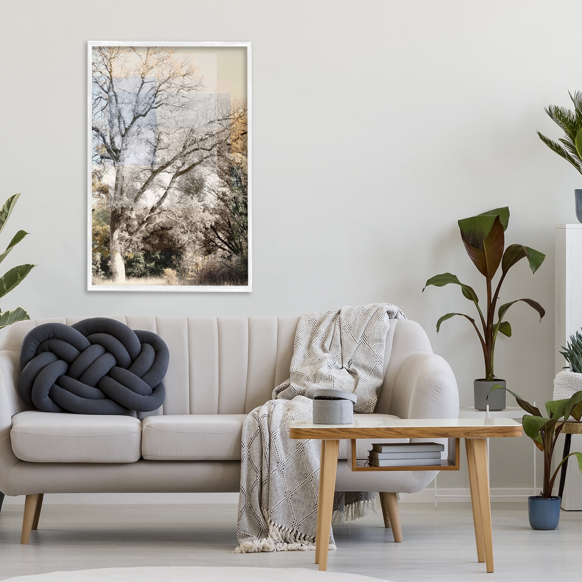 Stupell Industries Tree Collage Layers White Framed Giclee Art, design by Gemma Bardot