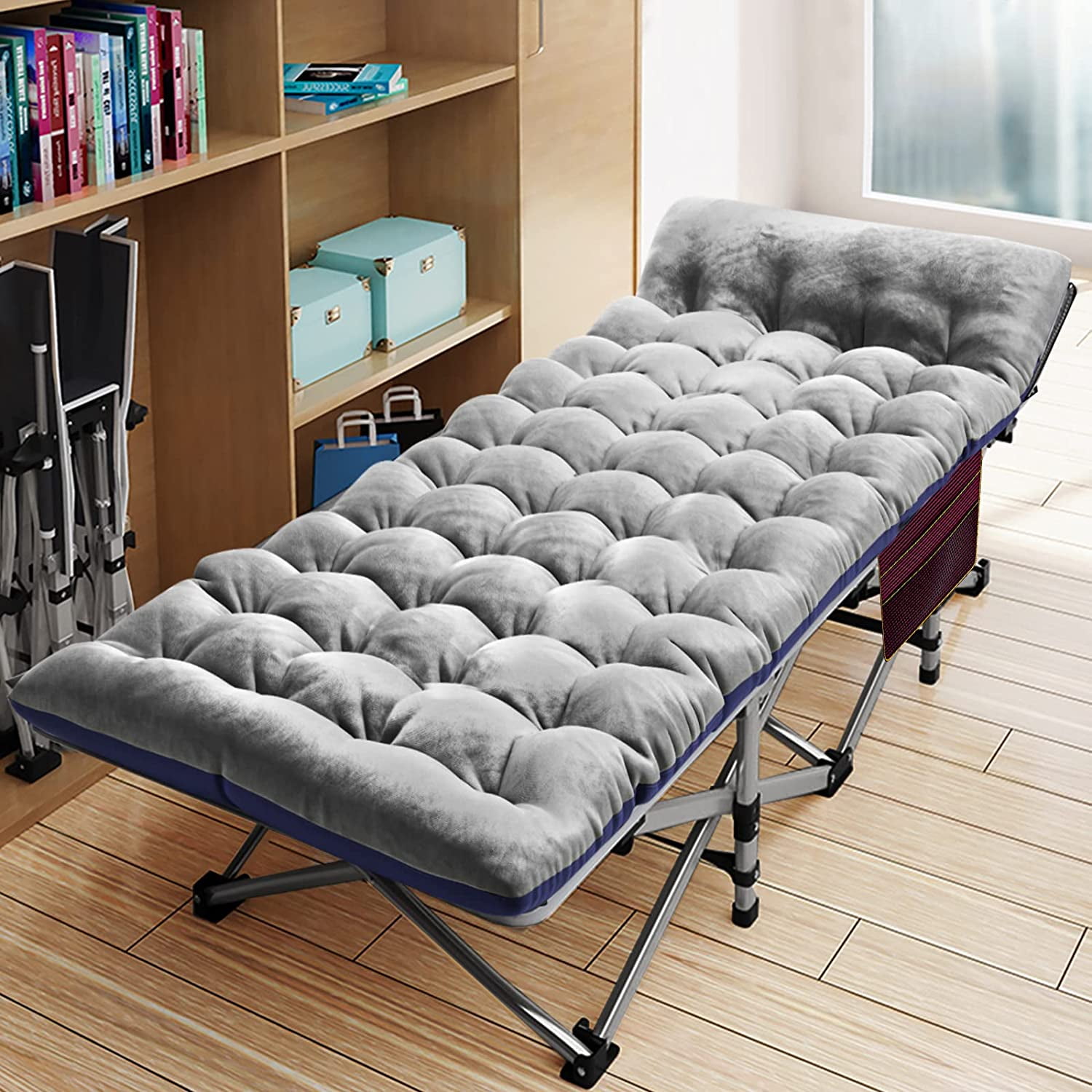 Slsy Folding Camping Cots with Mattress for Adults 800lbs, Double Layer