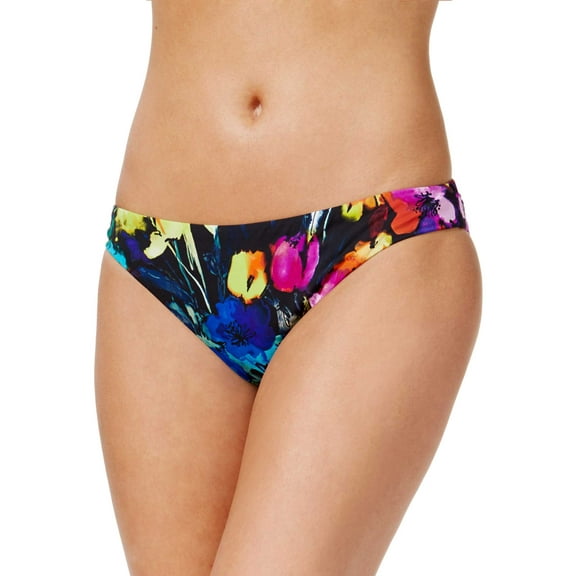 Bar III Painted Posies Floral Print Bikini Bottom Small S Multi Womens Swimsuit