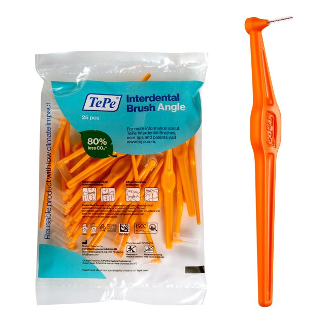 Cepillo interdental TePe en ángulo, tamaño 1, 0,45 mm, paquete de 25