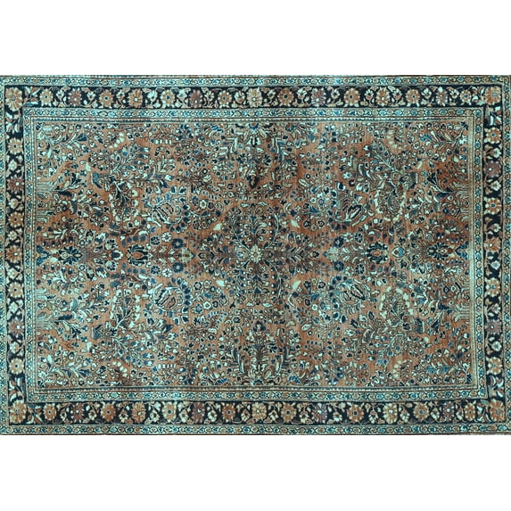 Ahgly Company Indoor Rectangle Oriental Light Blue Traditional Area Rugs, 6' x 9'