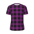 thumbnail image 5 of Wukai Purple Black Plaid Print Men's Short-Sleeved Mesh T-Shirt,Quick-Dry Short Sleeve Workout T-Shirt-Medium, 5 of 8
