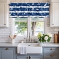 thumbnail image 2 of Cartoon Sailboat Conch Window Valance Curtain Blue White Ocean Rod Pocket Short Curtain for Living Room, Bedroom & Kitchen Window Decor 42x18in, 2 of 8