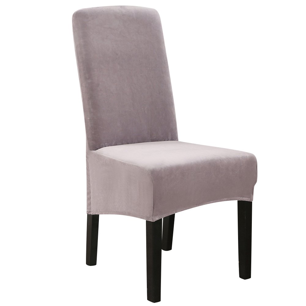 DYstyle Large Stretch Velvet Dining Chair Slipcover (Set of 4, Beige