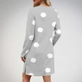 thumbnail image 4 of Sexlip Womens Long Sleeve Polka Dot Midi Dress V Neck Design Soft Fabric Relaxed Silhouette for Office Wear Gray M, 4 of 7