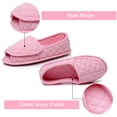 thumbnail image 2 of Open Toe Plaid Slippers for Women Memory Foam Adjustable Hook & Loop Closure Wide House Shoes, Pink 7, 2 of 6