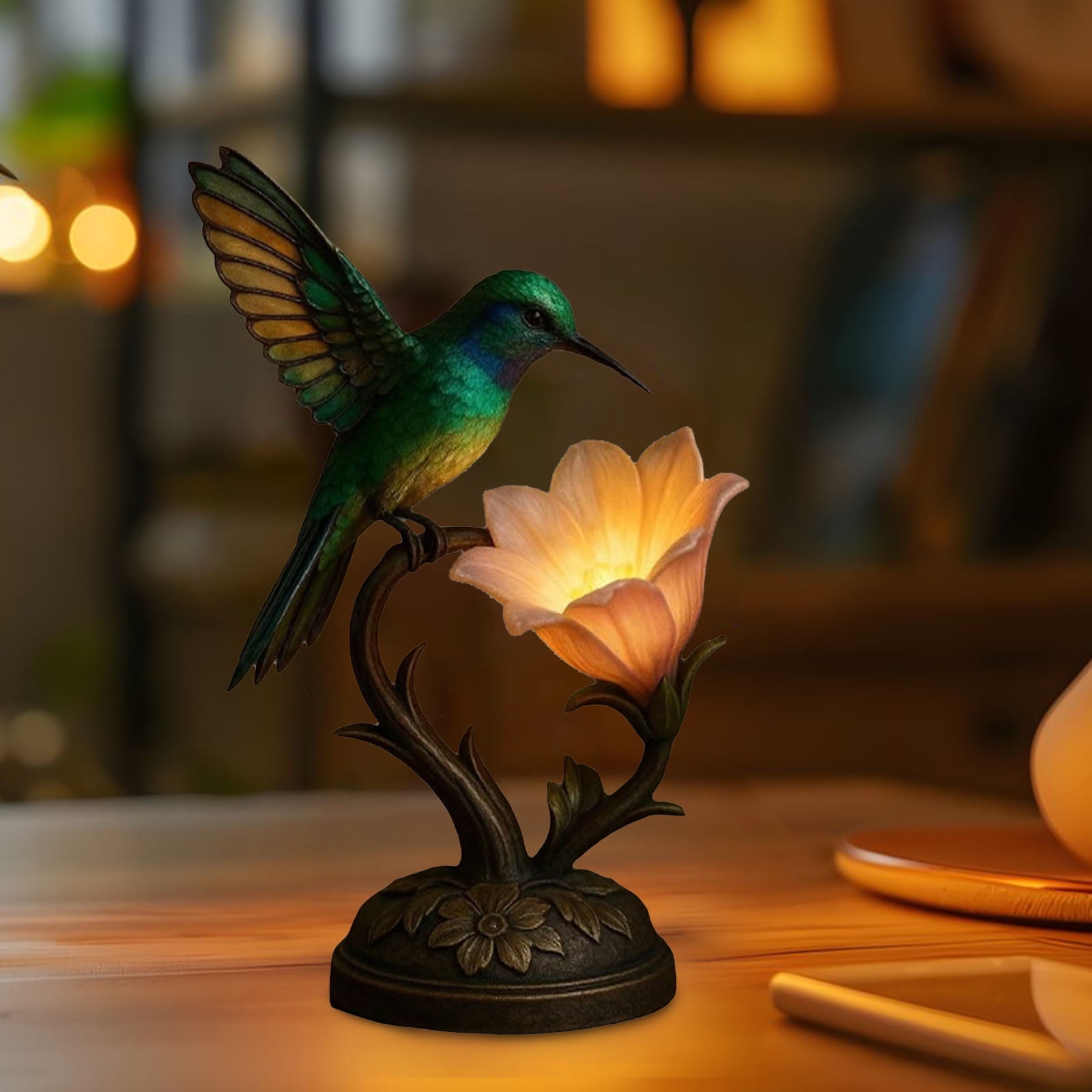 Cute Table Lamp 3D Resin Bird Flowers Reading Lamp for Bedroom Livingroom Nightstand, Night Light for Home Decor, Birthdays Gifts for Mom Wife Girlfriend Friend