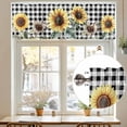 thumbnail image 7 of Vintage Floral Valances for Windows, 42 x 18in, Sunflowers Black Buffalo Plaid Farmhouse Rod Pocket Kitchen Valance Curtain Light Filtering Window Treatments for Living Room Bedroom, 1 Panel, 7 of 7