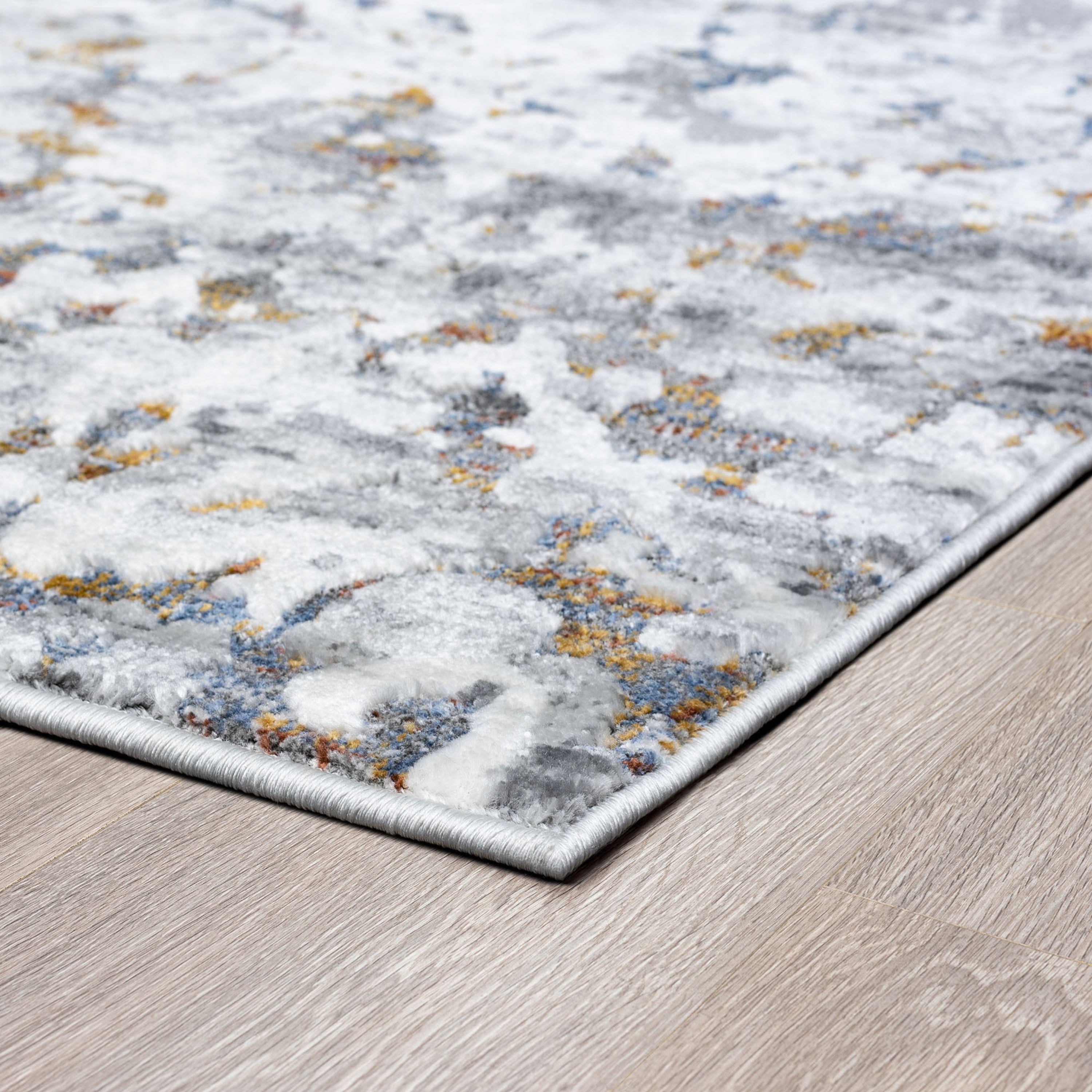 Transitional 2x8 Area Rug (2'2'' x 7'3'') Damask Gray, Teal Indoor Runner Easy to Clean
