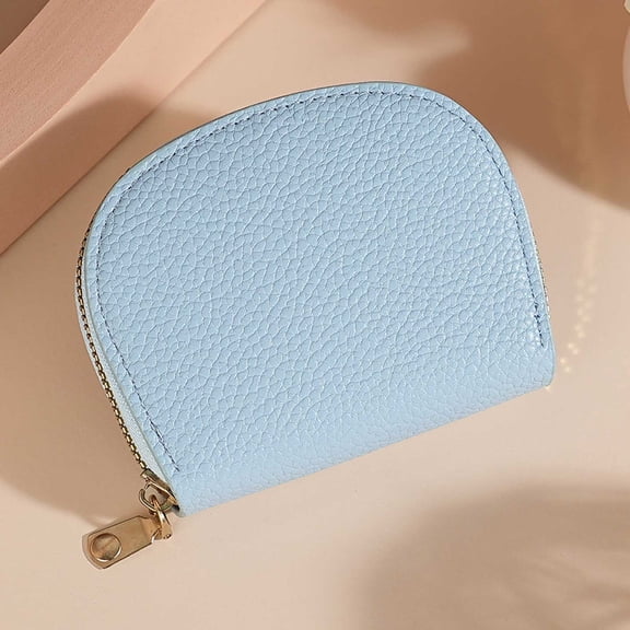 Women's Stylish Solid Color Zipper Purse Card Slot Credit Card Holder Compact Wallet For Daily Use