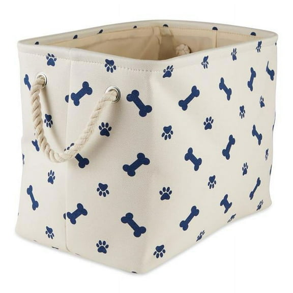 Paw & Bone Rectangle Polyester Pet Bin, Nautical Blue - Large