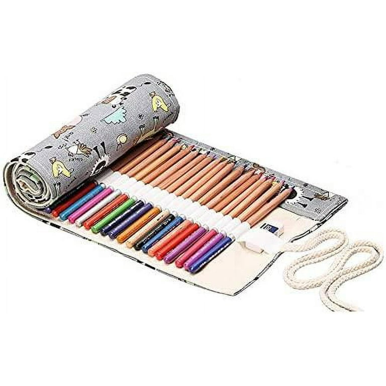 Canvas Pencil Wrap,72 Pencil Holder Colored Pencils Case Roll Multi-purpose  Pouch for School Office Art. Soft Pencil Bag for Travel Makes Your Pencils  Organized