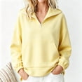 thumbnail image 6 of ClodeEU Women's Half Zip Stand Collar Long Sleeve Sweatshirt,Casual Loose Solid Pullover Top Yellow,Women's Plus S, 6 of 8