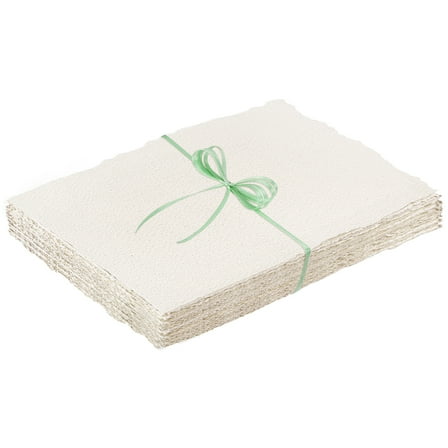 50 Sheets Deckled Edge Paper 4 x 6inch, 160 GSM Handmade Paper Rough/Textured Watercolor Paper for Wedding Invitations, Cards, Crafts