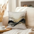 thumbnail image 3 of Ethan Taylor Abstract Throw Pillow Soft Cushion Cover 'Waves III Paint Brush Strokes' Modern Pattern Decorative Square Accent Pillow Case, 18x18 Inches, Gold, Gray, 3 of 5