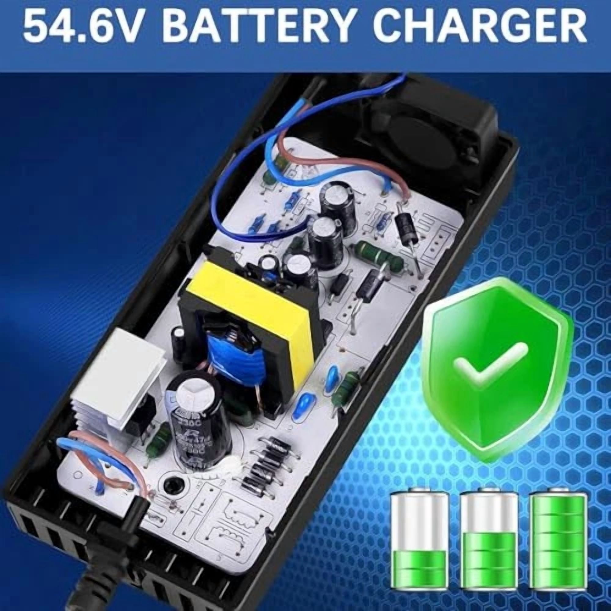 54.6V 2A Charger(7 Plugs) Universal for 13S 48V Li-ion Battery，Fast and Safe