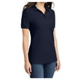 thumbnail image 4 of Womens Core Blend Cotton/Polyester Pique Polo Deep Navy X-Large, 4 of 6