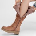 thumbnail image 3 of LOVE STEETLY Women's Slouchy Knee‑High Riding Boots, Round Toe Platform Side Zipper Casual Versatile Comfort Boot., 3 of 7