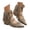 Khaki, variant on Women's Western Fringe Flat Booties Cowboy Pointed Toe Ankle Boots Cut out Adjustable Buckle Casual Daily Wear Brown 6
